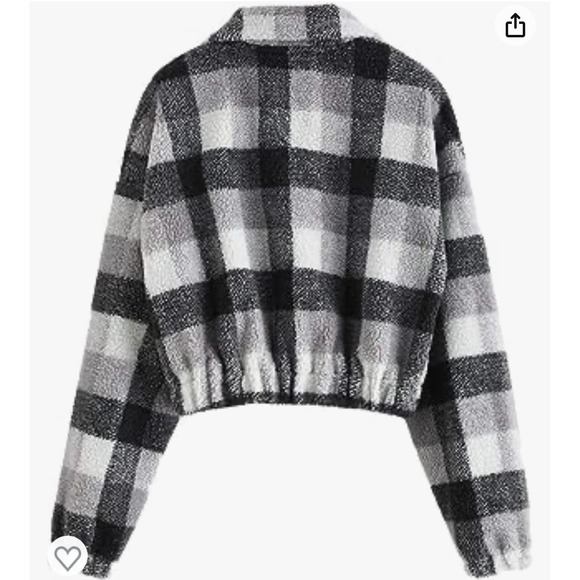 New ZAFUL Women's Faux Fur Pullover Half Zip Long Sleeve Crop Sweatshirt Tops - Picture 2 of 5